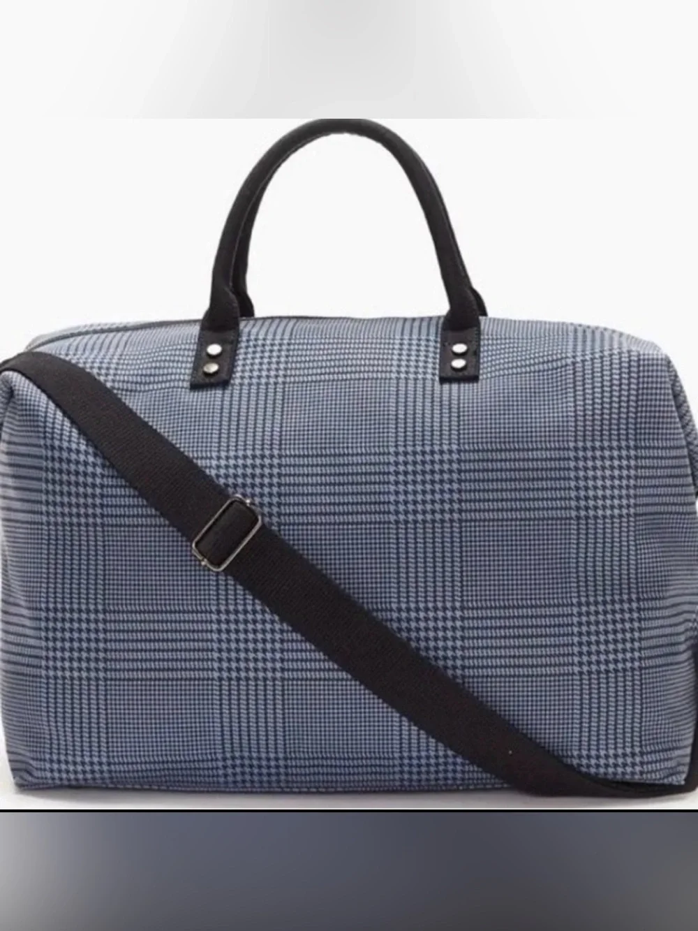 Lulu Dharma Blue and Black Frasier Plaid Weekender Bag Unisex NWT